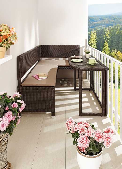 Gartenmöbel - Balkonmöbel-Serie, in Farbe BRAUN, in Ausführung Eckbank