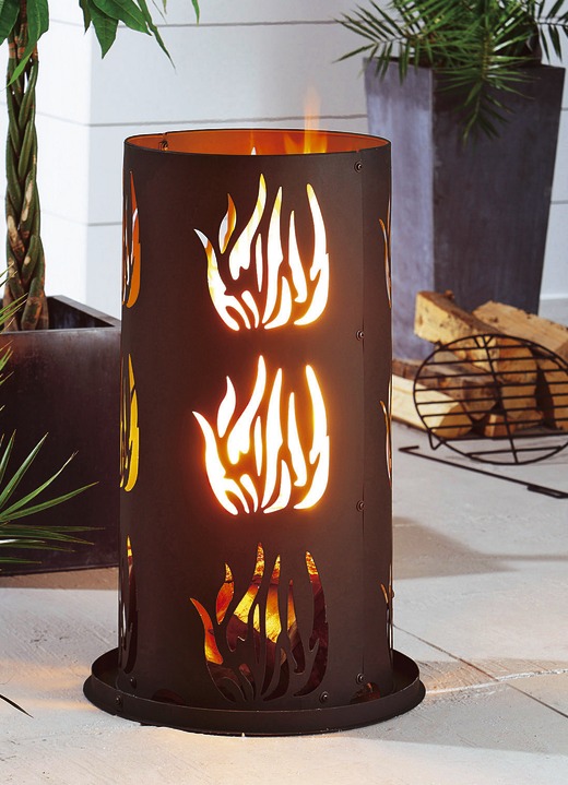 Freizeitspaß - Feuersäule aus unbehandeltem Stahl, in Farbe SCHWARZ, in Ausführung Höhe 60 cm