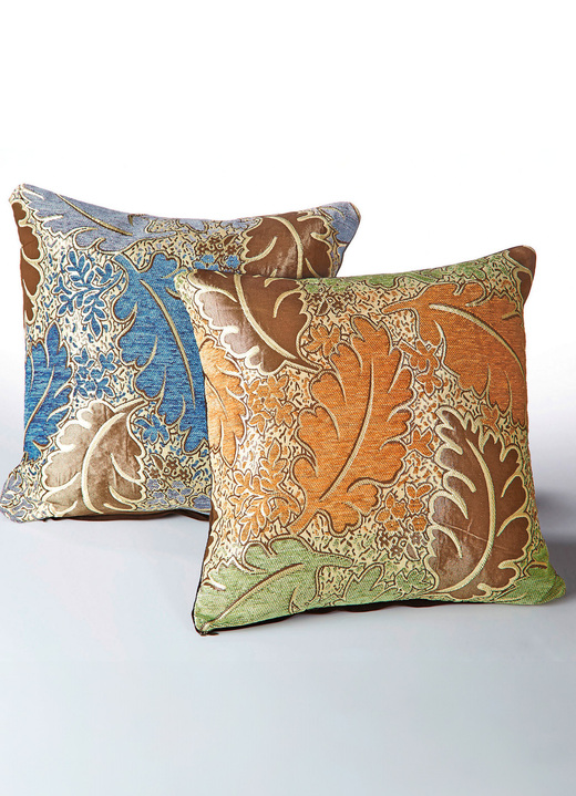 Wohnaccessoires - Gewebte Kissenbezüge, 2er-Set, in Größe 105 (2 Kissenhüllen, 40x40 cm) bis 110 (2 Kissenhüllen, 50x50 cm), in Farbe BLAU Ansicht 1