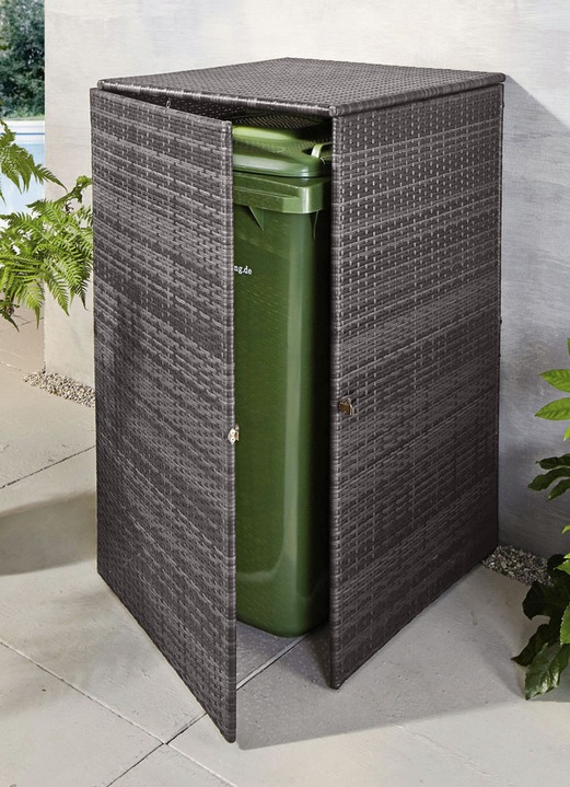 Gartenzubehör - Mülltonnenschrank aus witterungsbeständigem Kunststoffgeflecht, in Farbe ANTHRAZIT, in Ausführung klein Ansicht 1