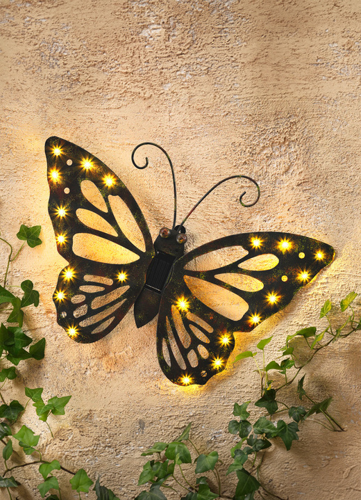 Leuchtende Dekoration - Solar Wandbild Schmetterling aus Metall, in Farbe ANTIK-BRAUN Ansicht 1