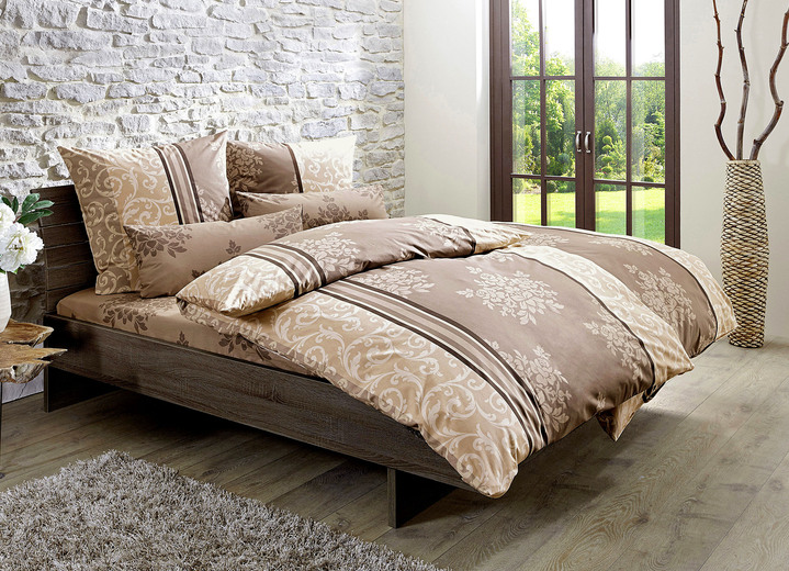 Bettwäschegarnituren - Renforcé Bettwäsche aus 100% Baumwolle, in Größe 111 (40/80 cm + 135/200 cm) bis 412 (4-teiliges Set), in Farbe BRAUN Ansicht 1