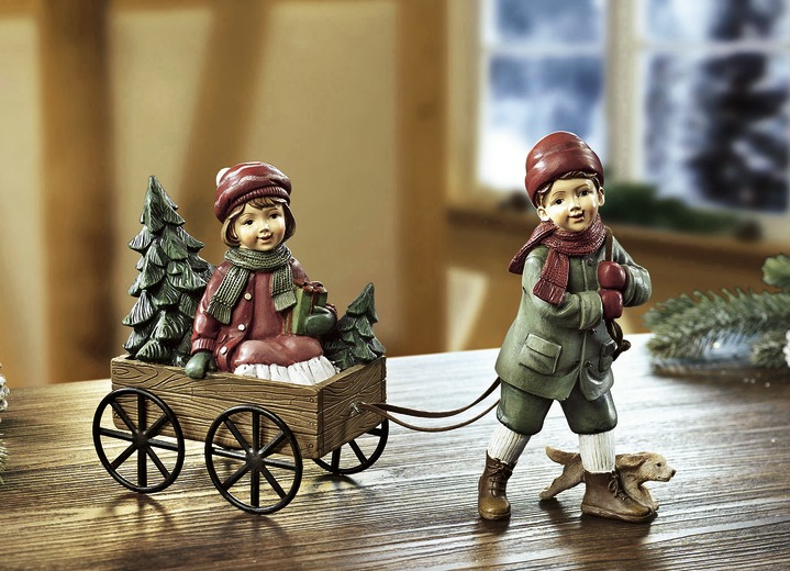 Weihnachtliche Dekorationen - Winterkinder, 2er-Set, in Farbe GRÜN-ROT