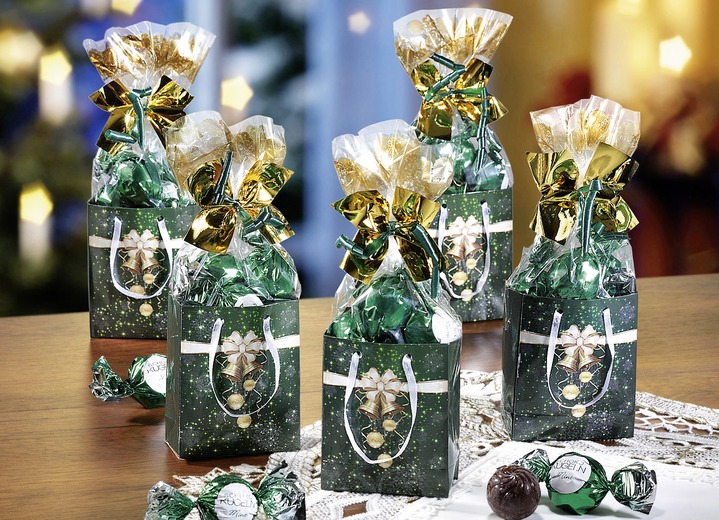 Weihnachtsleckereien - Geschenktütchen, 5er-Set, mit süßer Füllung, in Farbe