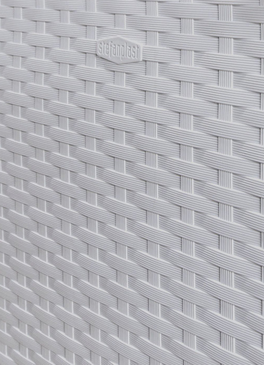 Blumentöpfe & Pflanzgefäße - Pflanzkasten in moderner Rattan-Optik, in Farbe STEINGRAU, in Ausführung Pflanzkasten, klein, mit Spalierwand Ansicht 1