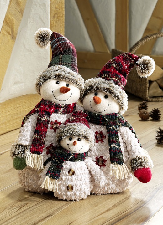 Weihnachtliche Dekorationen - Türstopper Schneemannfamilie, in Farbe WEISS