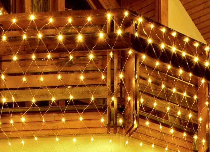 Außendekorationen - LED-Lichternetz mit warmweißem Licht, in Farbe WARM-WEISS, in Ausführung Mit 64 LEDs Ansicht 1