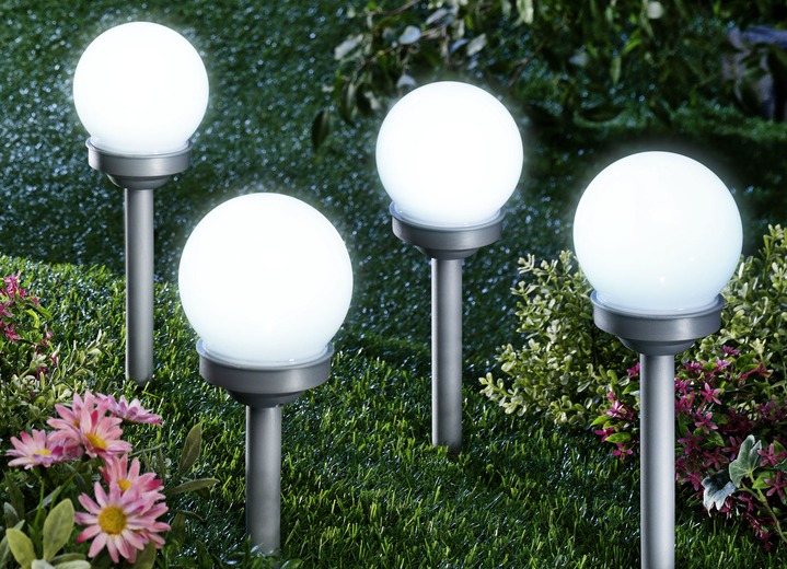 Gartenbeleuchtung - LED-Kugelleuchten, 4er-Set, in Farbe