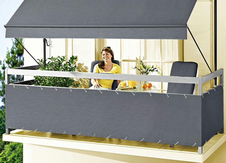 Sichtschutz & Sonnenschutz - Balkonbespannung Style, in Größe 075 (Höhe 75 cm) bis 090 (Höhe 90 cm), in Farbe ANTHRAZIT Ansicht 1