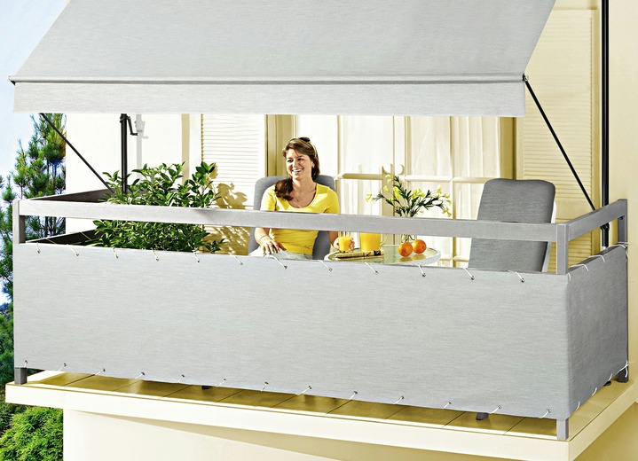 Sichtschutz & Sonnenschutz - Balkonbespannung Style, in Größe 075 (Höhe 75 cm) bis 090 (Höhe 90 cm), in Farbe GRANIT Ansicht 1