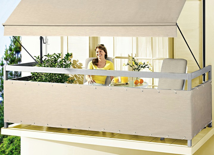 Sichtschutz & Sonnenschutz - Balkonbespannung Style, in Größe 075 (Höhe 75 cm) bis 090 (Höhe 90 cm), in Farbe TAUPE Ansicht 1