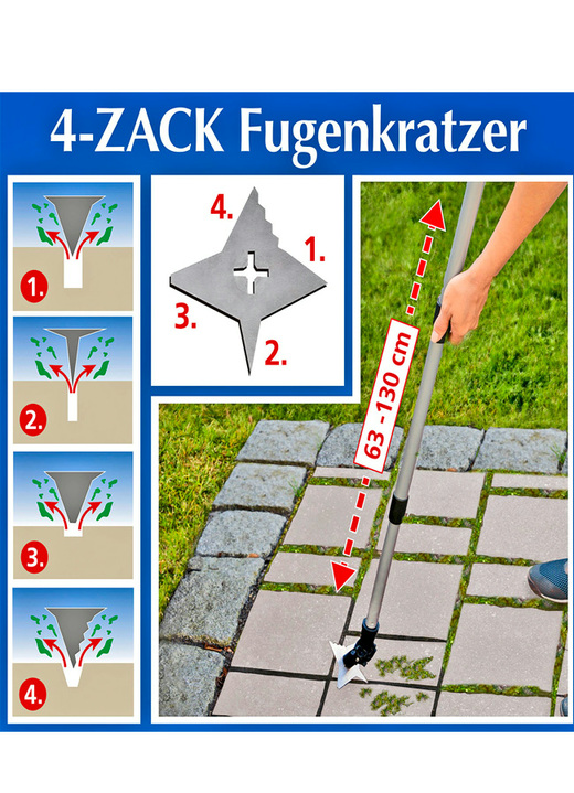 Gartenpflege - 4-Zack-Fugenkratzer, in Farbe SILBER Ansicht 1