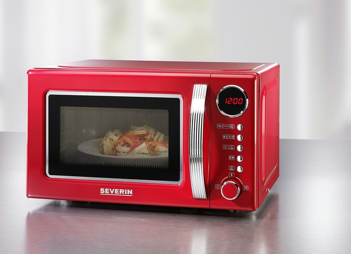 - SEVERIN Retro-Mikrowelle mit Grillfunktion, in Farbe ROT
