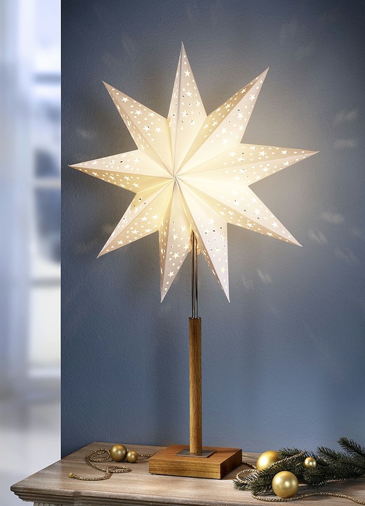 - Tischleuchte Stern mit Lampenschirm aus Papier, in Farbe WEISS