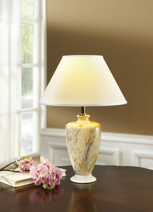 Lampen & Leuchten - Tischleuchte in Handarbeit hergestellt und bemalt, in Farbe BEIGE-MARMOR
