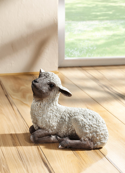 - Lämmchen aus Polyresin, in Farbe WEISS-BRAUN
