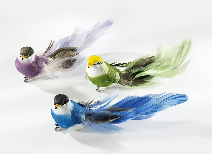 Dekorationen - Deko-Vögel, 3er-Set, in Farbe  Ansicht 1