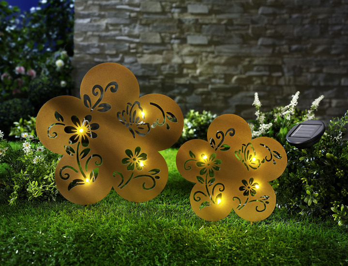 Leuchtende Dekoration - Solar-Blumen, 2er-Set, in Farbe ROSTBRAUN
