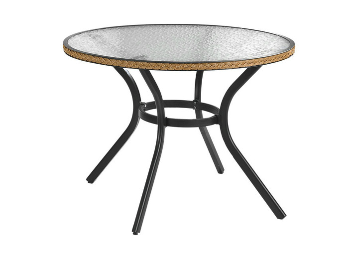 Gartenmöbel - Tisch mit Aluminium-Gestell und Glasplatte, in Farbe NATUR, in Ausführung Tisch, rund Ansicht 1