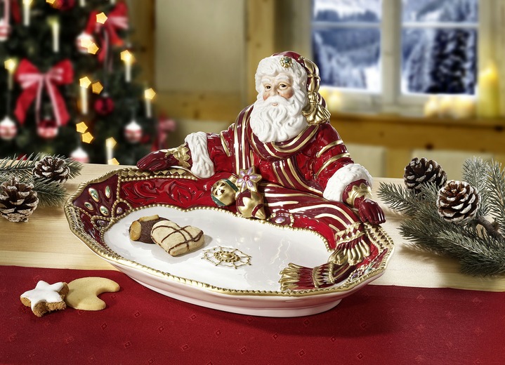 Geschenkideen - Goebel Schale mit Weihnachtsmann, in Farbe ROT-WEIß