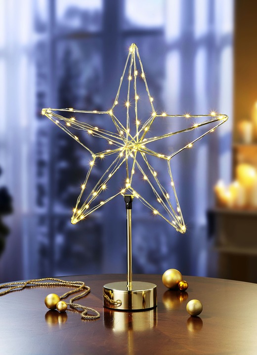 Weihnachtliche Dekorationen - LED-Sternleuchter mit Timerfunktion, in Farbe GOLD Ansicht 1