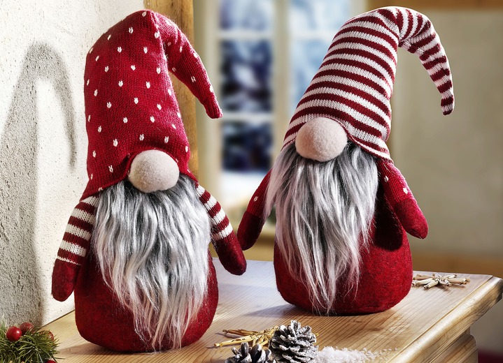 Weihnachtliche Dekorationen - Wichtel, 2er-Set, in Farbe ROT-WEISS