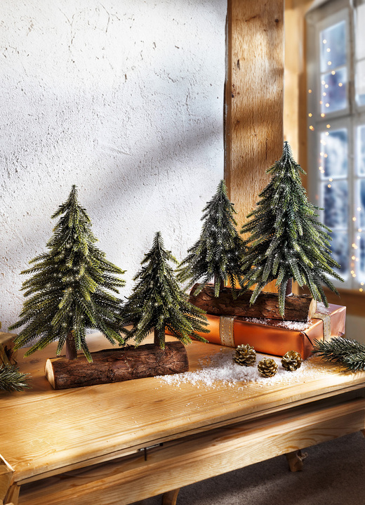 Weihnachten - Tannenbäume auf Baumstamm, in Farbe GOLD Ansicht 1