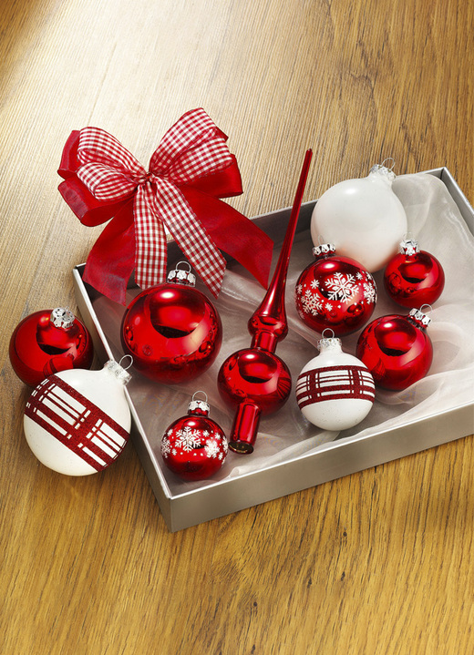 Christbaumschmuck - Weihnachtsbaumkugeln-Set, in Farbe ROT-WEIß, in Ausführung Ergänzungs-Set 18-teilig Ansicht 1