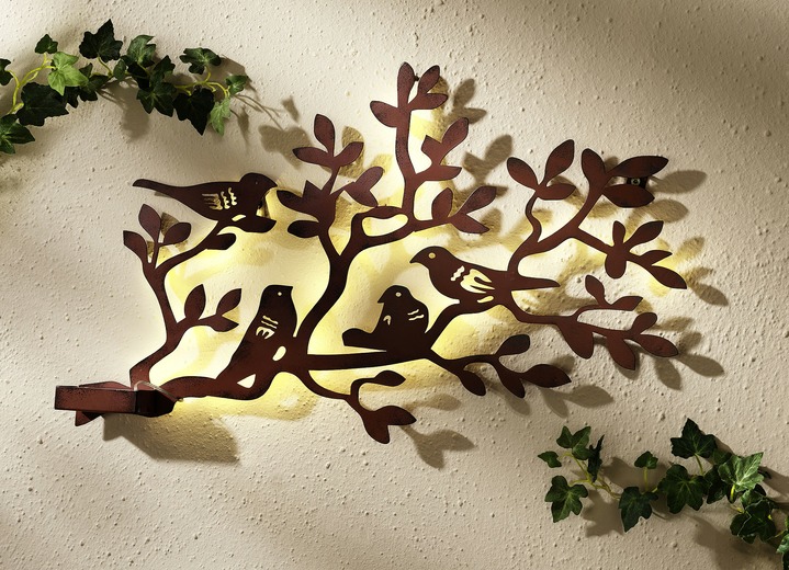 Leuchtende Dekoration - LED-Wandbild Vögel, in Farbe ROST