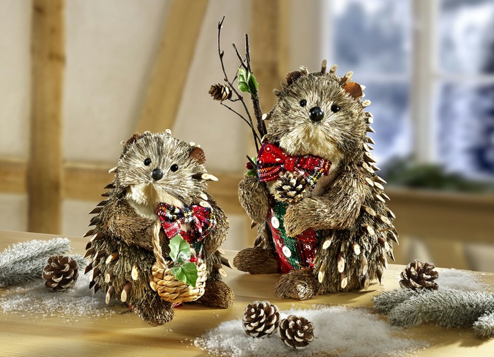 Weihnachtliche Dekorationen - Igel aus Bast, in Farbe BRAUN, in Ausführung Igel mit Zapfen
