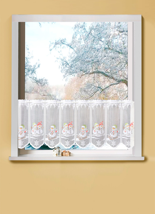 Fensterdekorationen - Kurzstore Schneeemänner, in Größe 784 (H45xB 90 cm) bis 864 (H60xB165 cm), in Farbe COLORIERT Ansicht 1