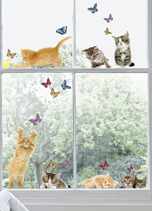 Fensterbilder - Fenster-Sticker, 23-teilig, aus selbsthaftender Folie, in Farbe BUNT