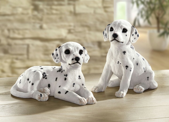 Figuren - Dalmatiner aus Polyresin und Kunstharz , in Farbe WEISS-SCHWARZ, in Ausführung Dalmatiner, liegend