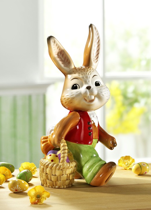 Goebel-Figuren - Handgefertigter Goebel-Hase mit Korb aus Feinsteingut, in Farbe BRAUN