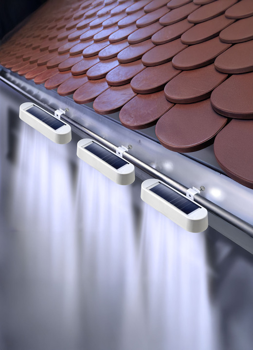 Solarleuchten - Dachrinnenleuchten, 3er Set, mit Halterung aus Stahl, in Farbe WEISS Ansicht 1