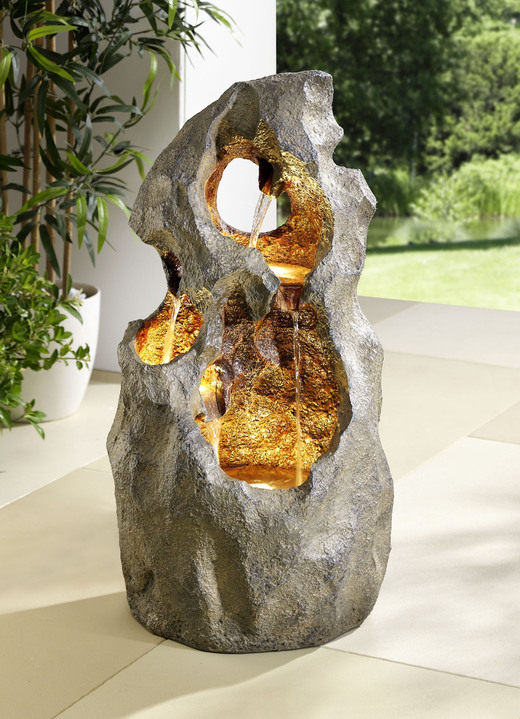 - Brunnen Taifun mit integrierter LED-Beleuchtung, in Farbe STEINGRAU