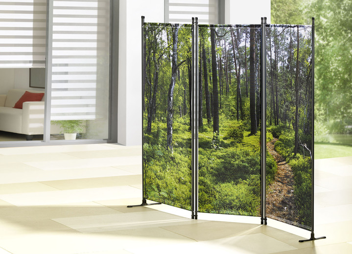 Sichtschutz & Sonnenschutz - UV-beständiger Paravent mit wunderschönen Motiven, in Farbe BUNT, in Ausführung Wald Ansicht 1