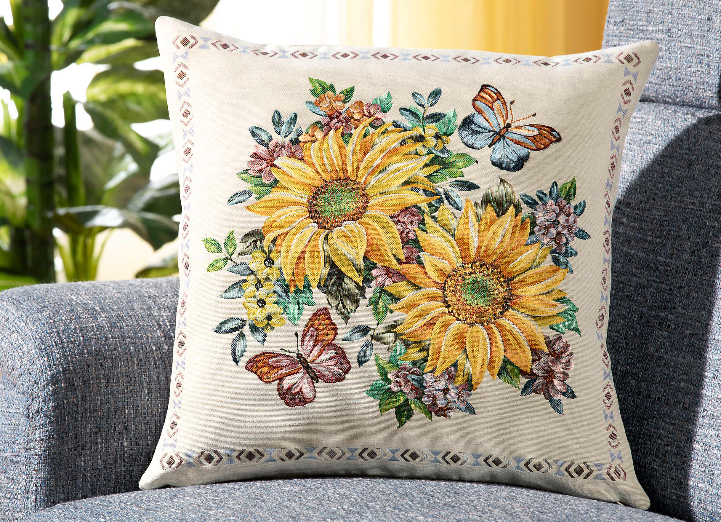 Kissenbezüge - Kissenbezug mit Sonnenblume-Motiv, in Farbe BUNT