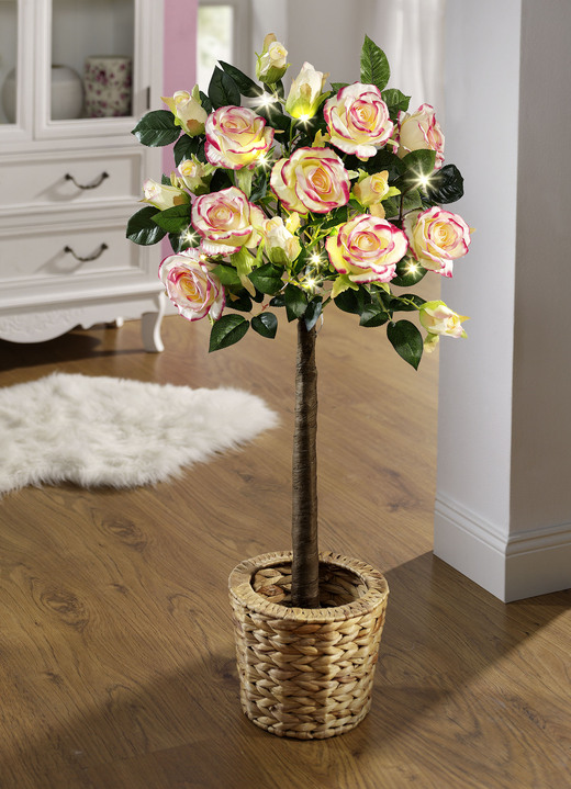 Kunst- & Textilpflanzen - Beleuchteter Rosenstrauch, in Farbe ROT-GRÜN