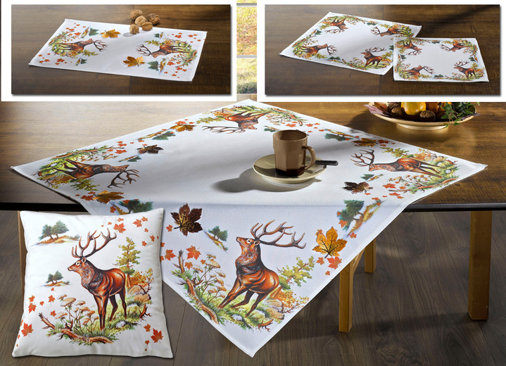 Tischdecken - Bezaubernde naturnahe Accessoires, in Größe 101 (2 Deckchen, 35x 50 cm) bis 404 (Kissenbezug, 40x 40 cm), in Farbe WEISS