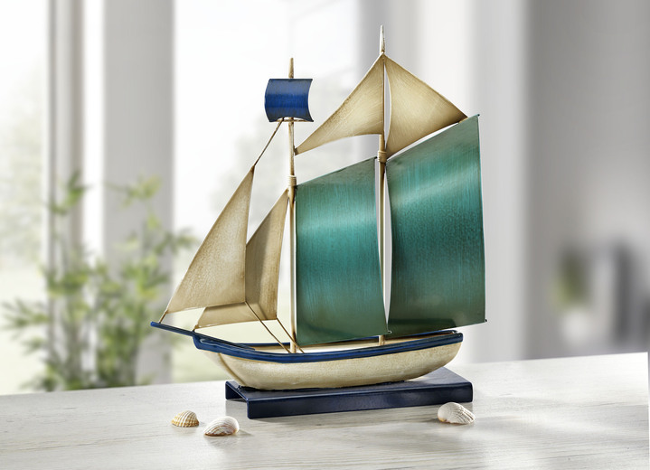 Maritim - Segelschiff aus Metall, in Farbe BLAU