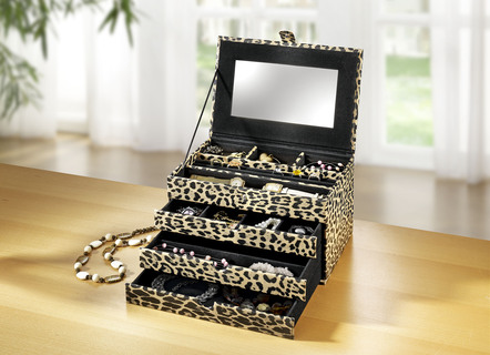 Schmuckkoffer in Leo-Print-Optik