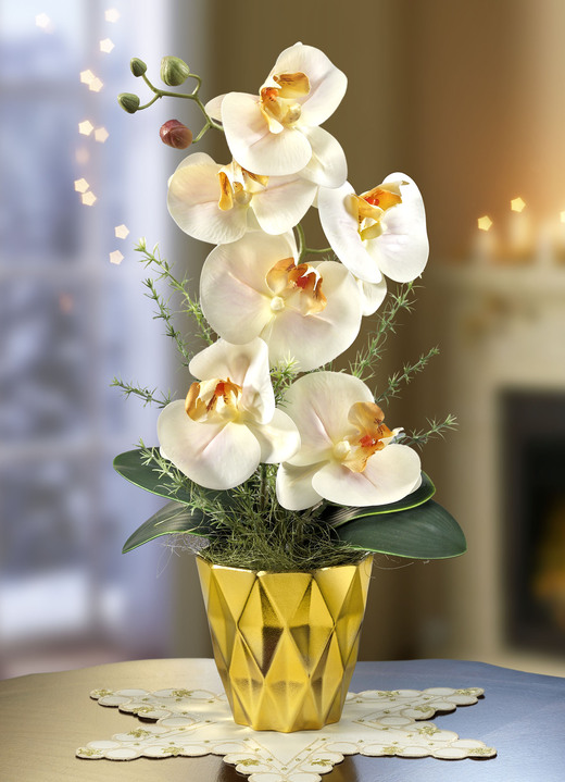 Gestecke & Kränze - Orchidee im Topf, in Farbe CREME-GOLD