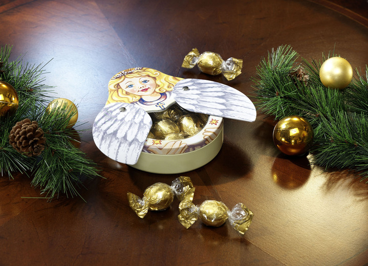 Weihnachtsleckereien - Engelsdose mit aufklappbaren Flügeln, in Farbe BUNT
