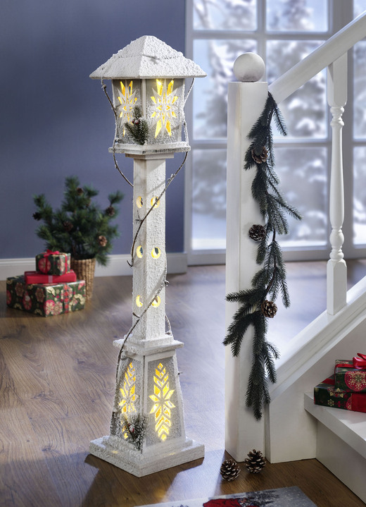 Weihnachtliche Dekorationen - Beleuchtete Laterne, batteriebetrieben, in Farbe WEIß