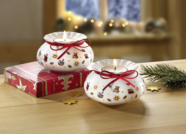 Villeroy & Boch - Villeroy & Boch Teelichthalter aus Porzellan, in Farbe WEISS-ROT