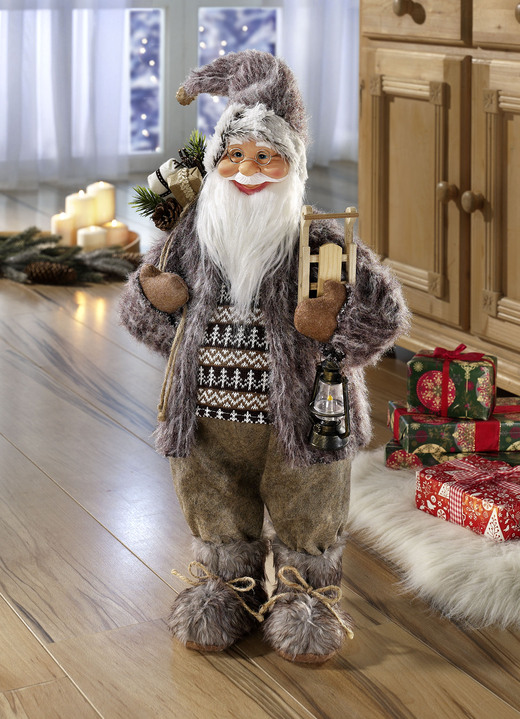 Weihnachtliche Dekorationen - Winterlich warm gekleideter Weihnachtsmann, in Farbe BRAUN