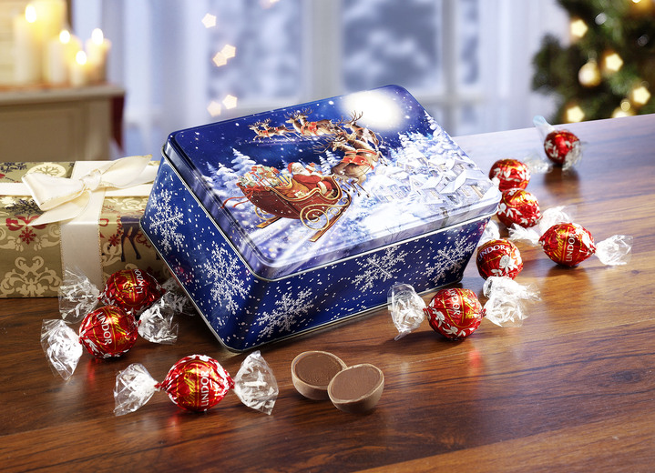 Weihnachtsleckereien - Gebäckdose Weihnachts-Schlitten von Lindt, in Farbe