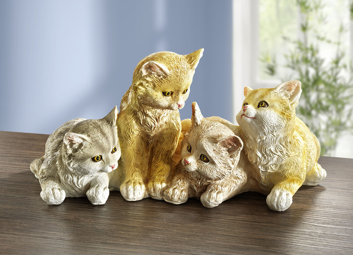 Figuren - Schmusende Kätzchen, in Farbe ORANGE-SILBER