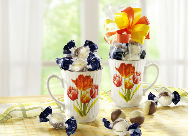 Ostern - Gefüllte Tassen aus Porzellan mit Tulpendekor, 2er-Set, in Farbe BUNT